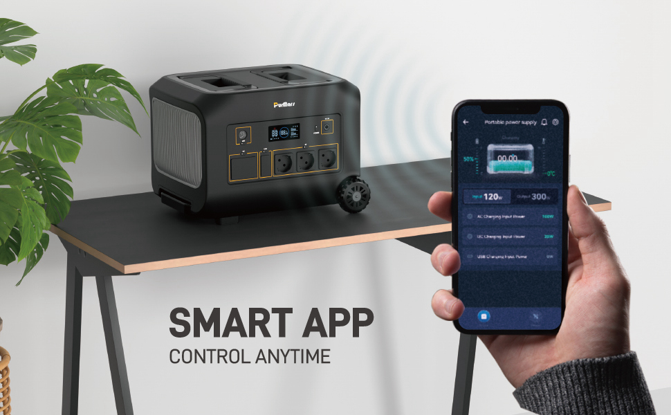 Tragbare Power Station B1200|1200W|Griffe & Räder|Smart-App